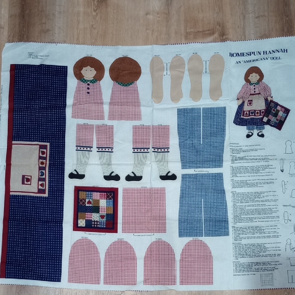 5 Vintage Fabric Doll Panels